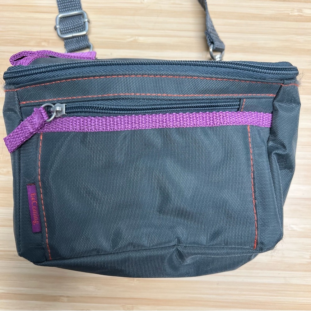 Gray and Purple Crossbody Bag